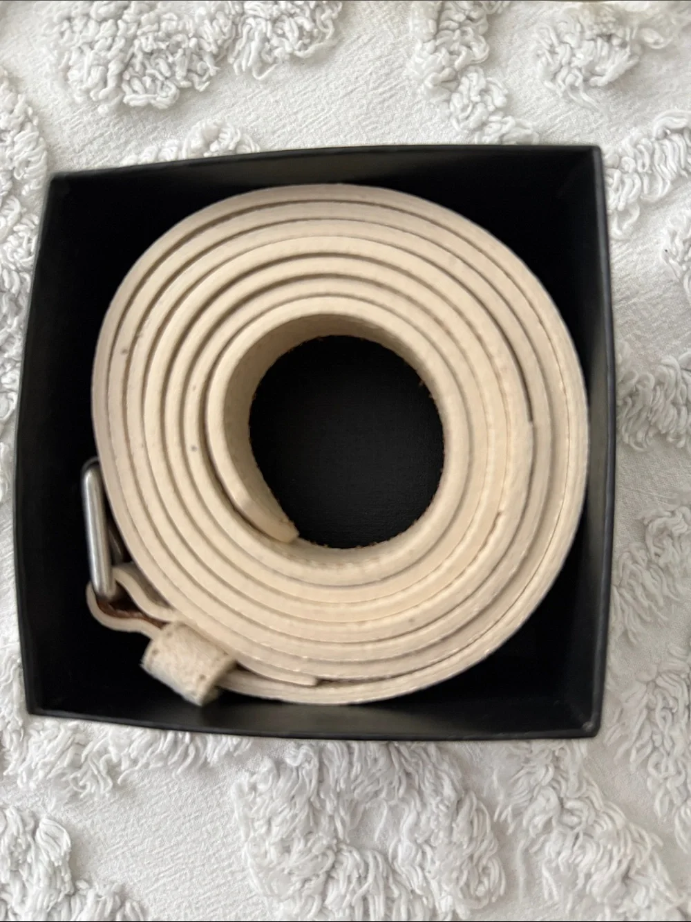 Banana Republic Suede Ivory Trouser Belt with Silver Buckle